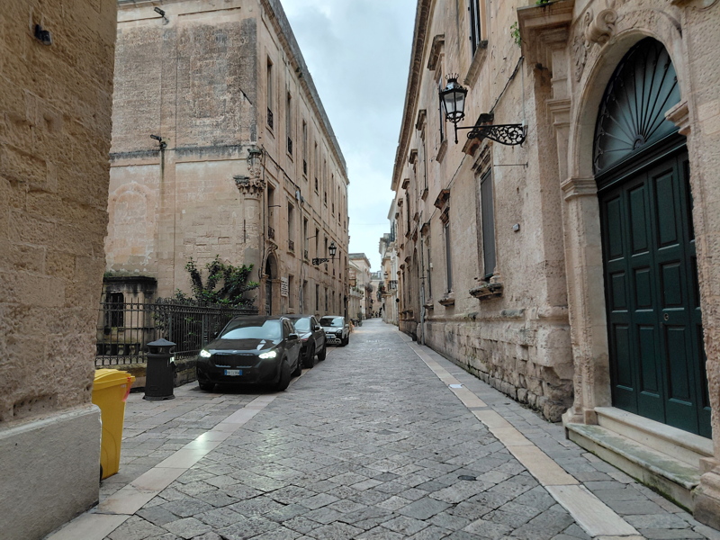 Narrow street in Noto, a city in Sicily renowned for its Baroque architecture